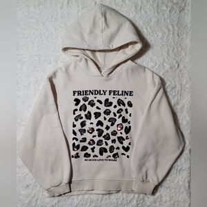Zara Girl Leopard Cream Hoodie Sweater Size 13-14